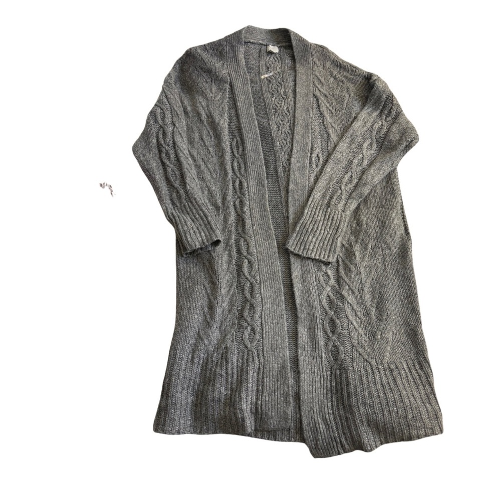 Women’s grey cabled sweater coat size large